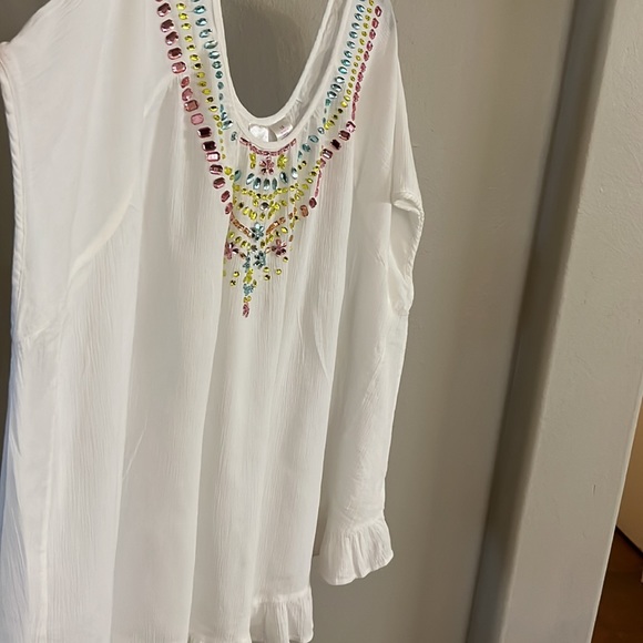 #94.   Roaman’s Swim white Tunic Beatiful plus size 1X - Picture 9 of 10